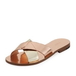 Botkier Ally Metallic Rose Gold and Gold Slides